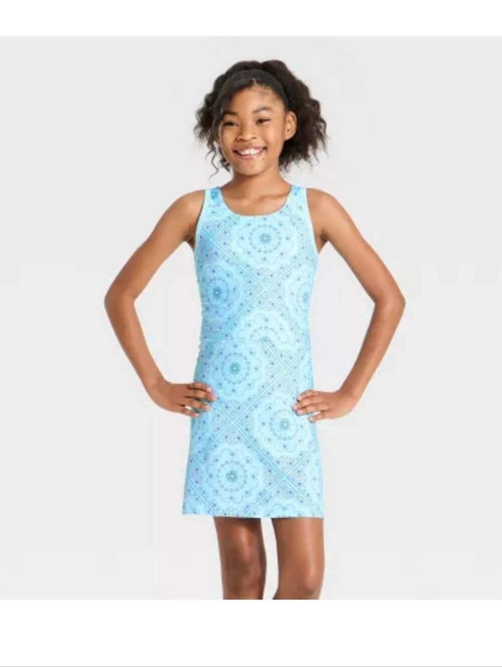Girls' High Neck Active Dress - All In Motion™ Blue L